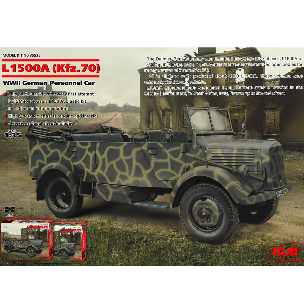 ICM 1/35 35525 L1500A (Kfz.70), German army vehicle II MB