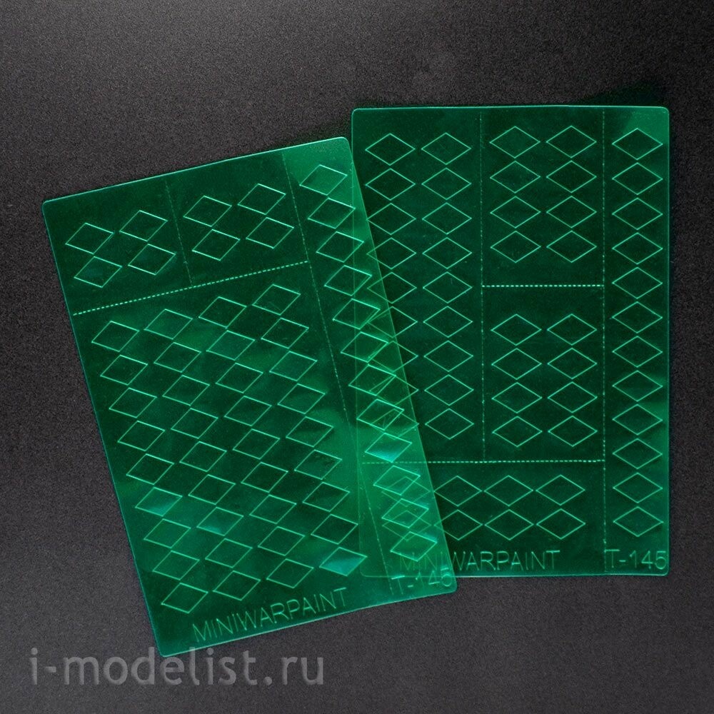 T-145 MiniWarPaint Трафарет окрасочный ромбы 7х11мм, размер L