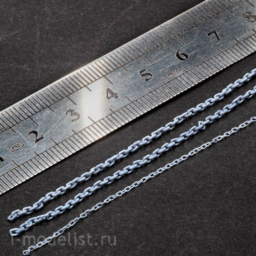 S-349 MiniWarPaint Цепь с прямоугольным звеном 1х1,5 мм, толщиной 0,2 мм, размер S