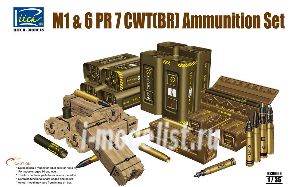 RE30009 Riich 1/35 M1 & 6 PR 7 CWT(BR) Ammunition Set