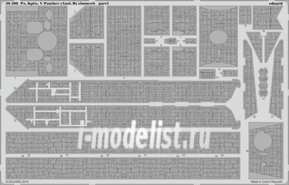 36308 Eduard photo etched parts for 1/35 Pz. Kpfw. V Panther (Ausf. (D) Zimmerit