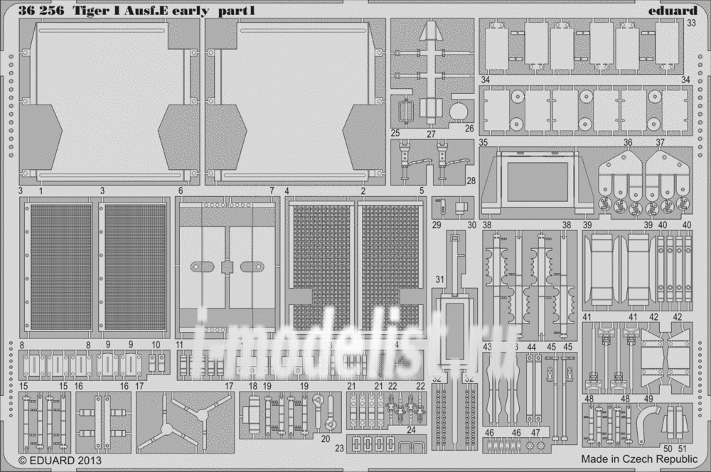 36256 1/35 Eduard photo etched parts for Tiger I Ausf. E early version
