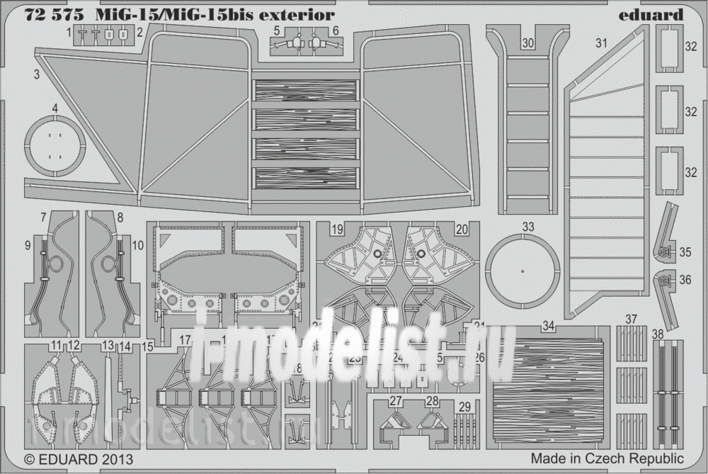 72575 1/72 Eduard photo etched parts for MiG-15/MiG-15bis exterior