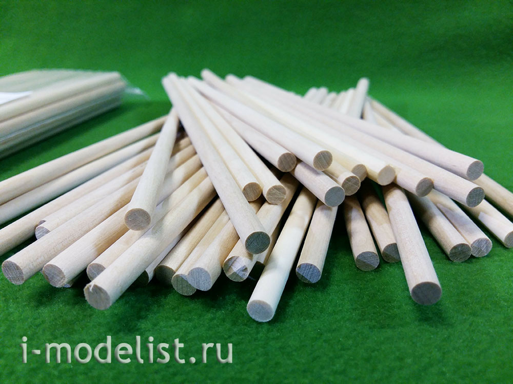 5140 Sbmodel Round stick 6 mm, birch, length 200 mm., 40 pcs.
