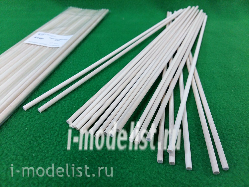 5160 Svmodel Wand round 4 mm, birch, length 300 mm, 20 PCs