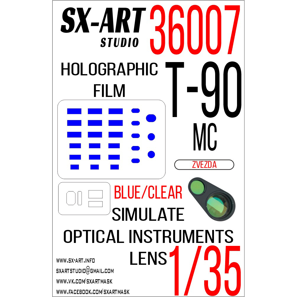 36007 SX-Art 1/35 Imitation of viewing instruments T-90MS (Zvezda) blue / transparent