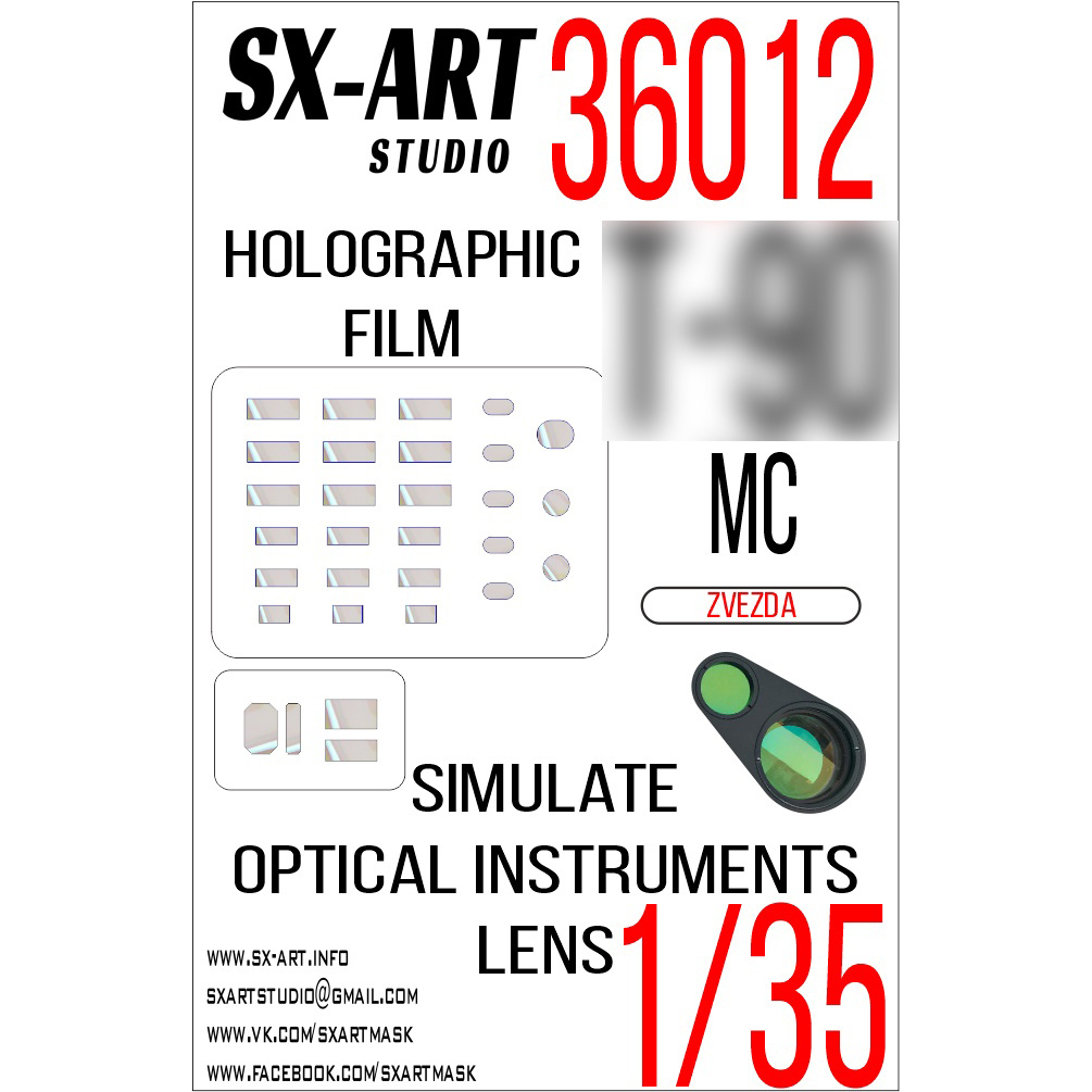 36012 SX-Art 1/35 Imitation of viewing devices tank 90MS (Zvezda) transparent
