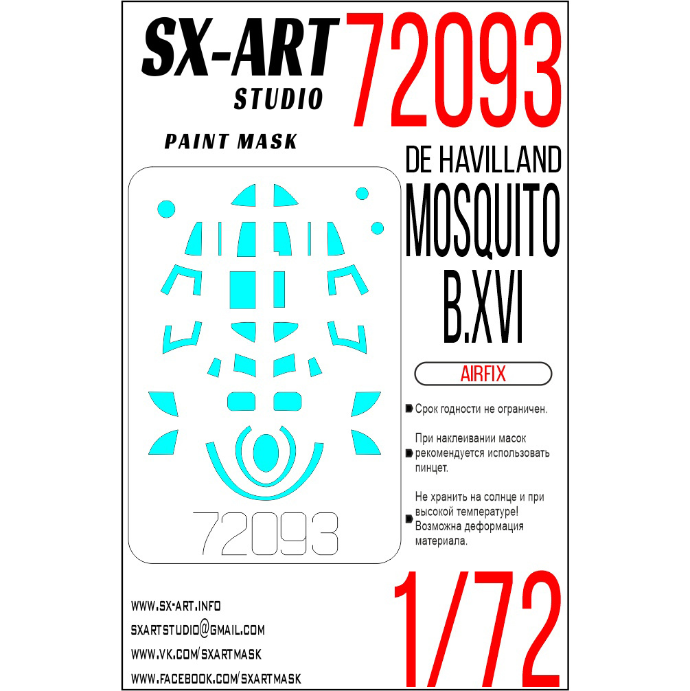 72093 SX-Art 1/72 de Havilland Mosquito B.XVI Paint Mask (Airfix)