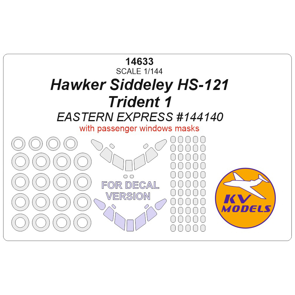14633 KV Models 1/144 Trident 1 (EASTERN EXPRESS #144140) + masks for passenger windows, rims and wheels