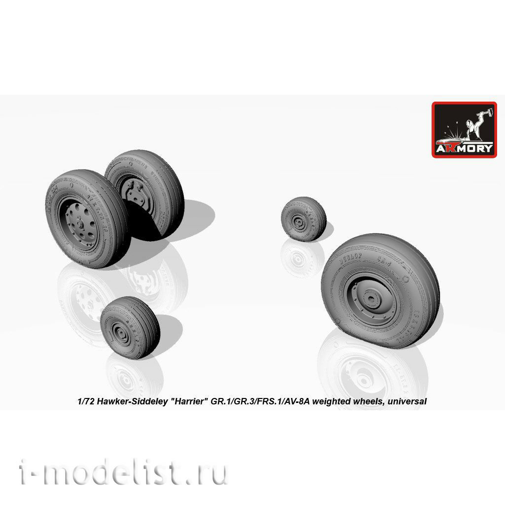 AW72403 Armory 1/72 Wheels for Hawker Harrier GR.1/GR.3/FRS.1 / AV-8A early with loaded tires