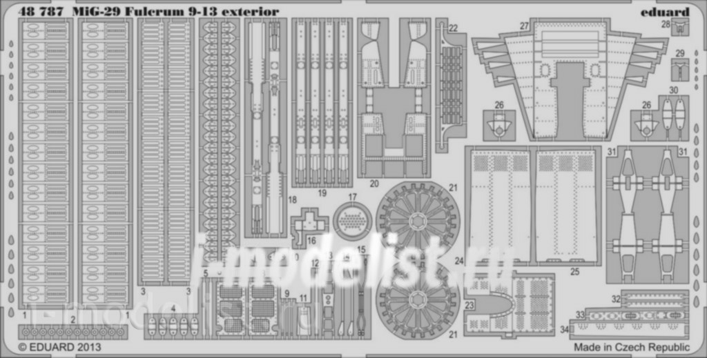 48787, Eduard photo etched parts 1/48 MiGG-29 9-13 exterior