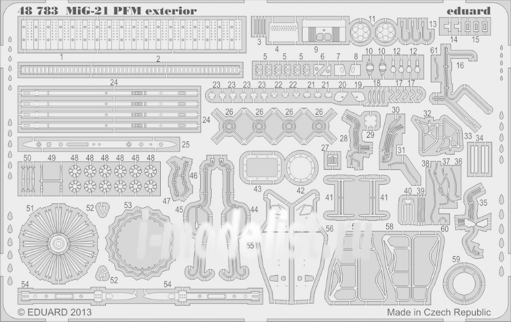 48783 Eduard photo etched parts 1/48 MiG-21PFM exterior