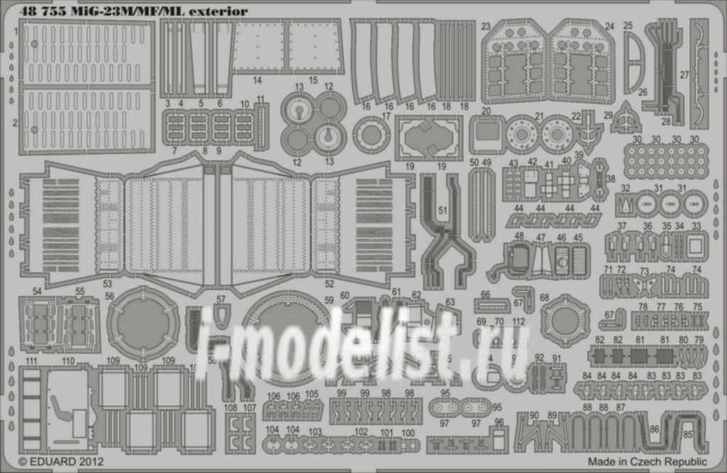48755, Eduard photo etched parts 1/48 MiG-23M/ML/MF exterior