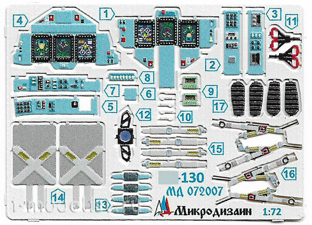 072007 Microdesign 1/72 Set of color photo etching of the Yak-130 cabin (Zvezda)
