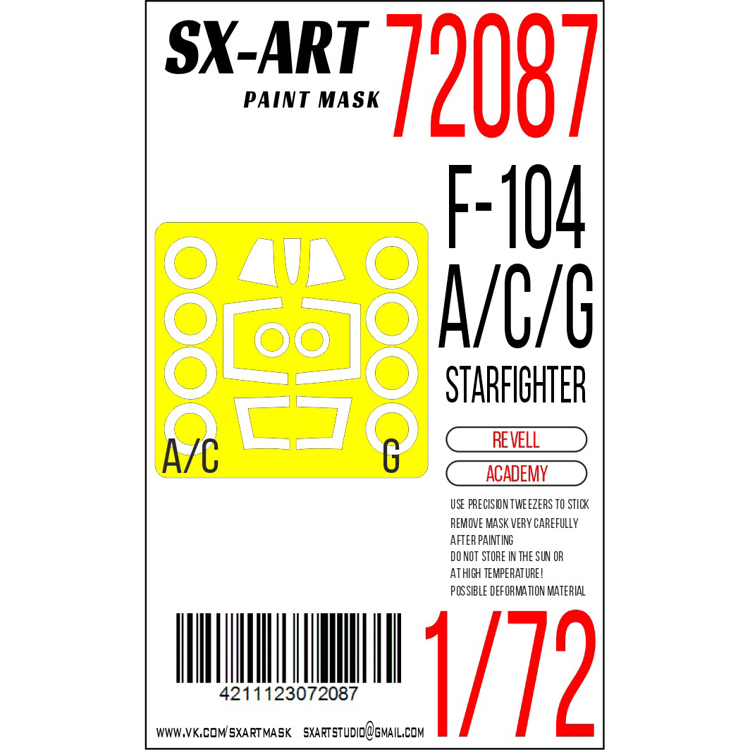 72087 SX-Art 1/72 Окрасочная маска F-104 A/C/G (Revell/Academy)