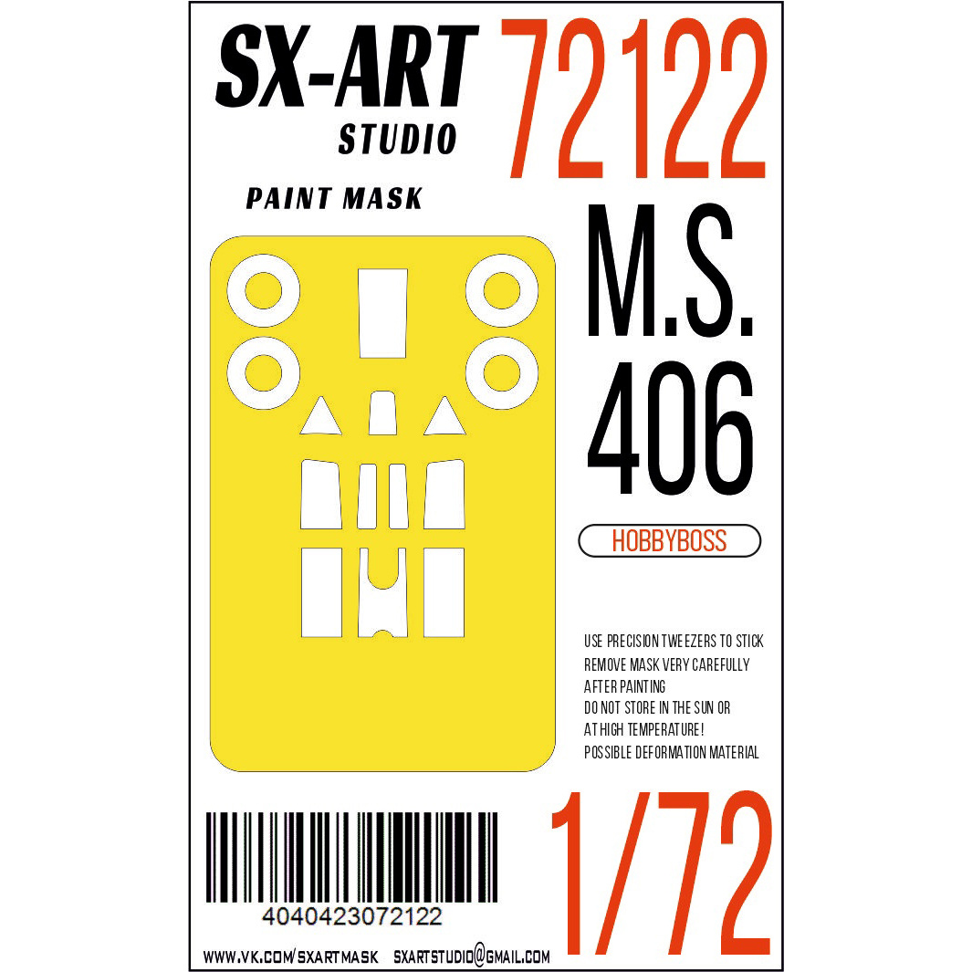 72122 SX-Art 1/72 Paint mask M.S.406 (Hobbyboss)