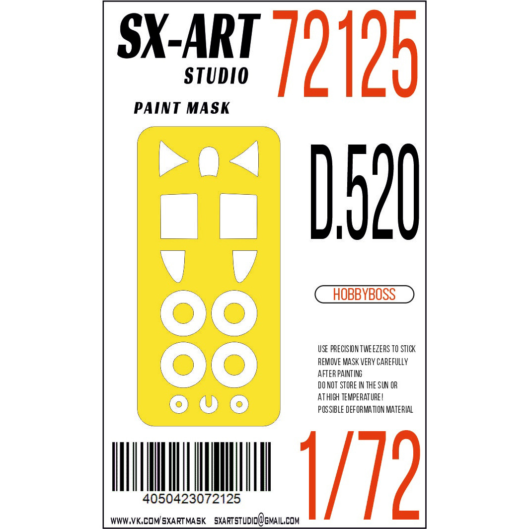 72125 SX-Art 1/72 Paint mask D.520 (Hobbyboss)