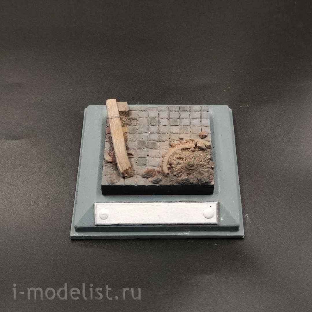 B07 artbaza 1/35 Fragment of a cobblestone pavement with a cart wheel