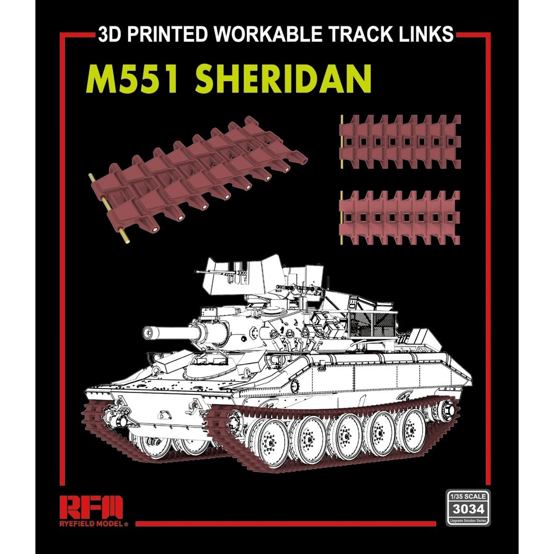 RM-3034 Rye Field Model 1/35 Рабочие траки для танка M551 Sheridan (3D-печать)