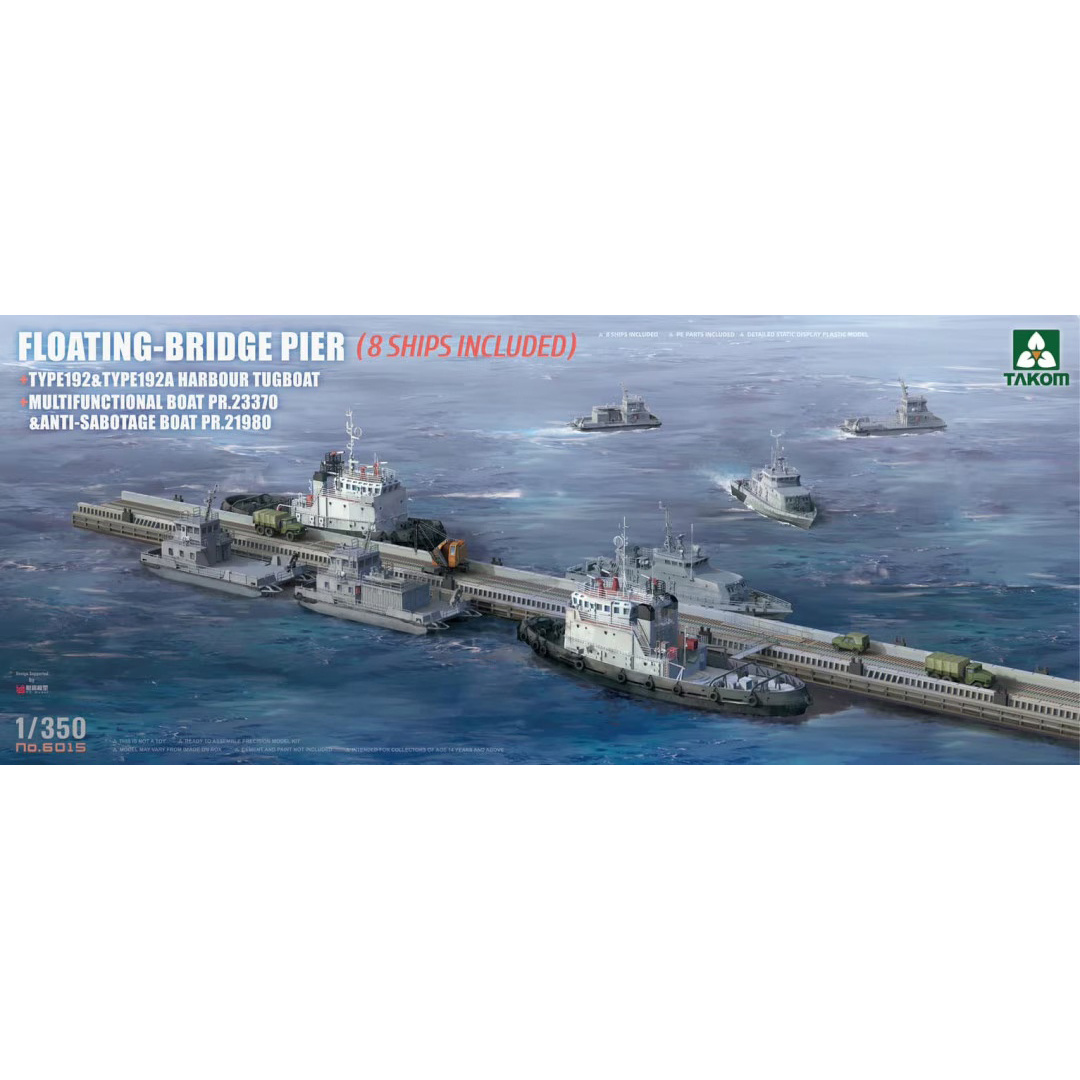6015 Takom 1/350 Пирс плавучего моста + 8 вспомогательных суtoв