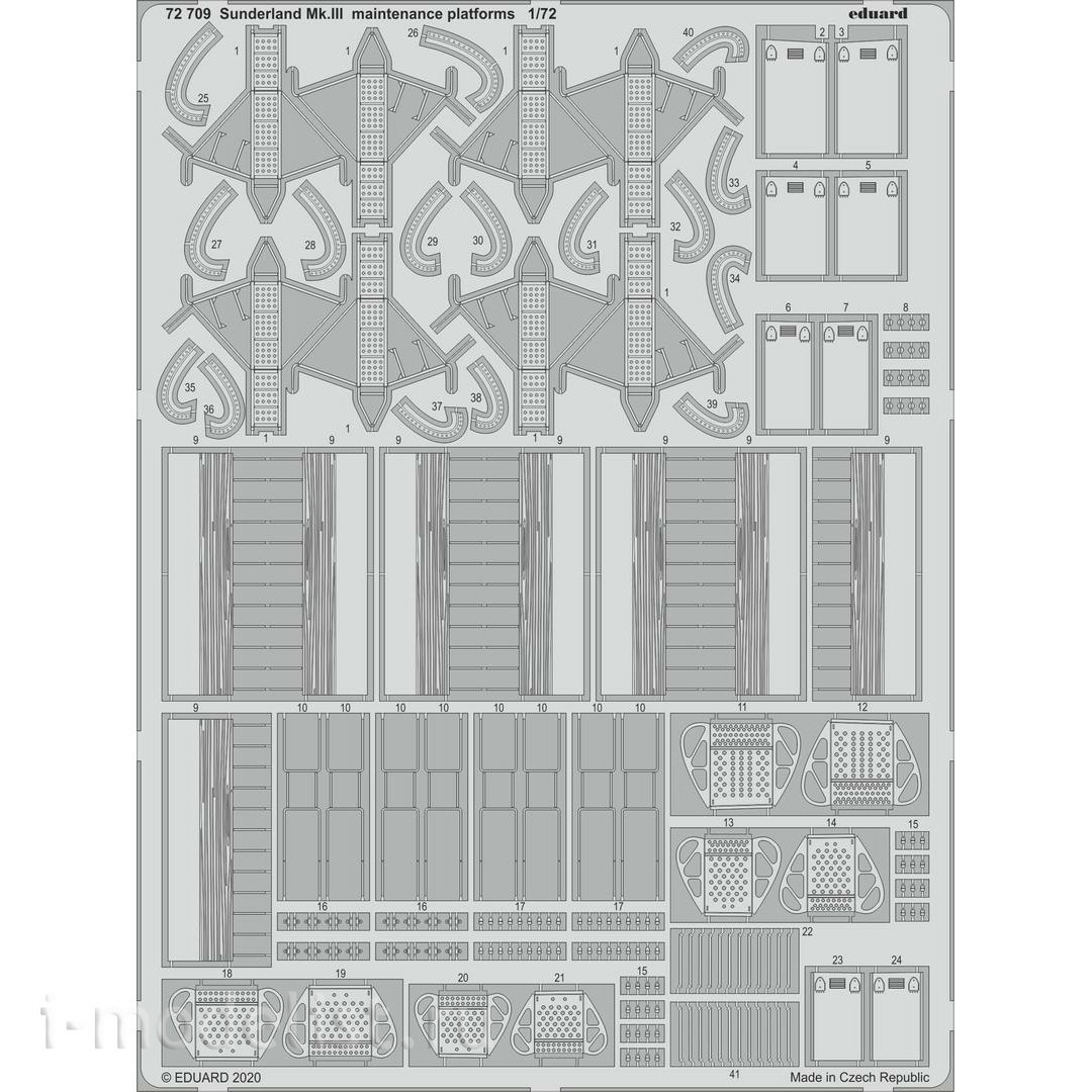 72709 Eduard photo etched parts for 1/72 Sunderland Mk. III, service platform