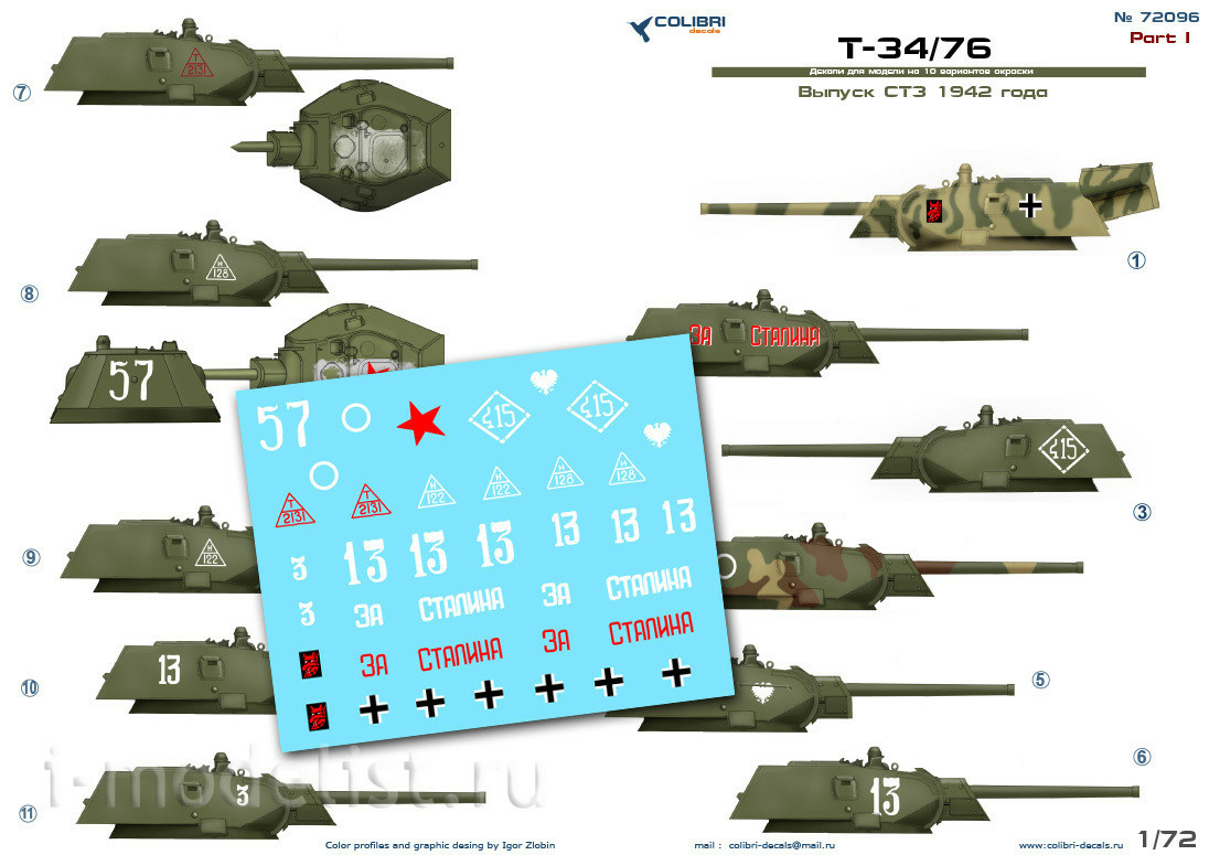 72096 ColibriDecals 1/72 Decal for 34/76 issue STZ mod. 1942. (Part I)