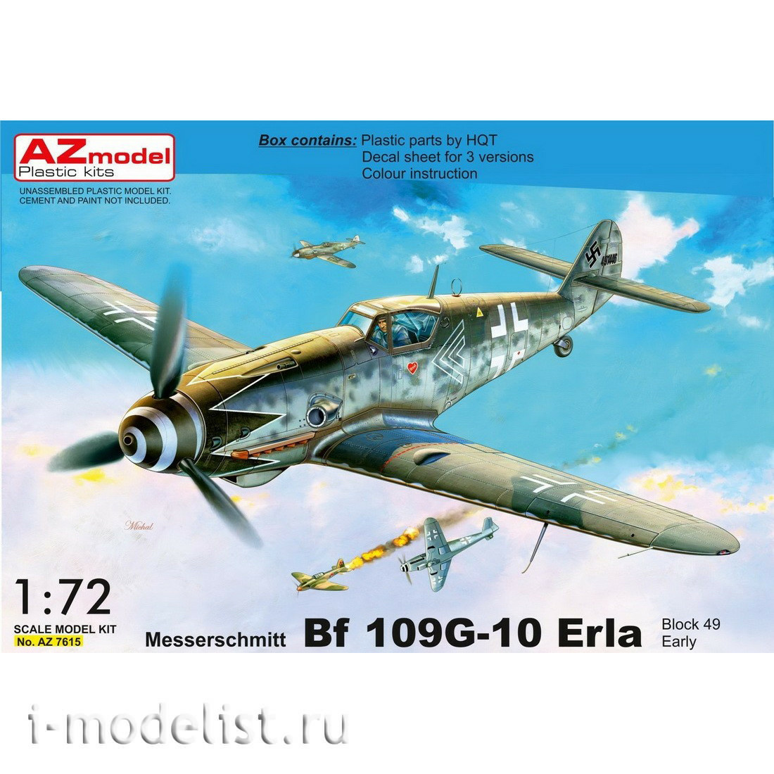 AZ7615 AZ Model 1/72 Messerschmitt Bf-109G-10 Erla Block 49 Early Aircraft