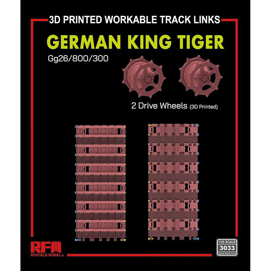 RM-3033 Rye Field Model 1/35 Рабочие наборные траки для немецкого танка King Tiger (Gg26/800/300) (3D-печать)