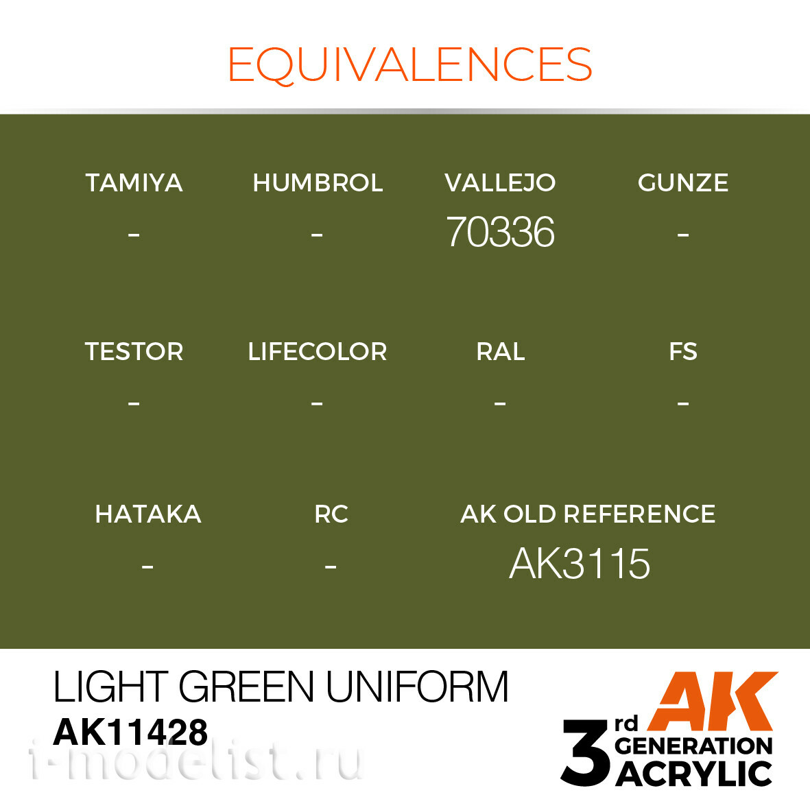 AK11428 AK Interactive Acrylic paint LIGHT GREEN UNIFORM-FIGURES (light green uniform) 17 ml
