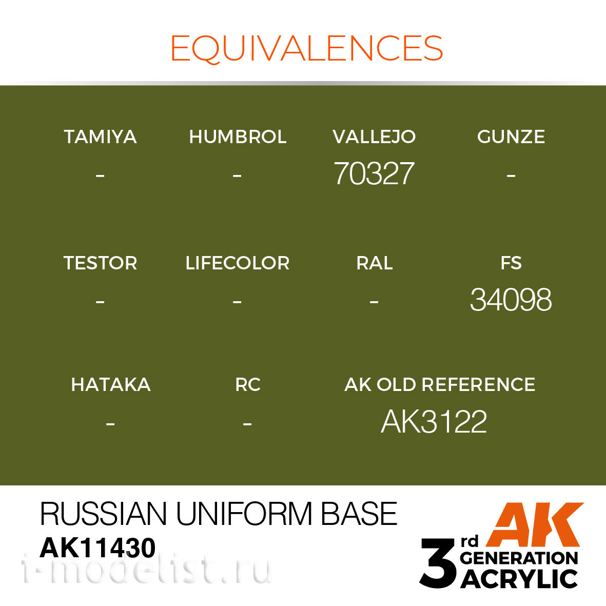 AK11430 AK Interactive Acrylic paint RUSSIAN UNIFORM BASE – FIGURES (Russian uniform base) 17 ml