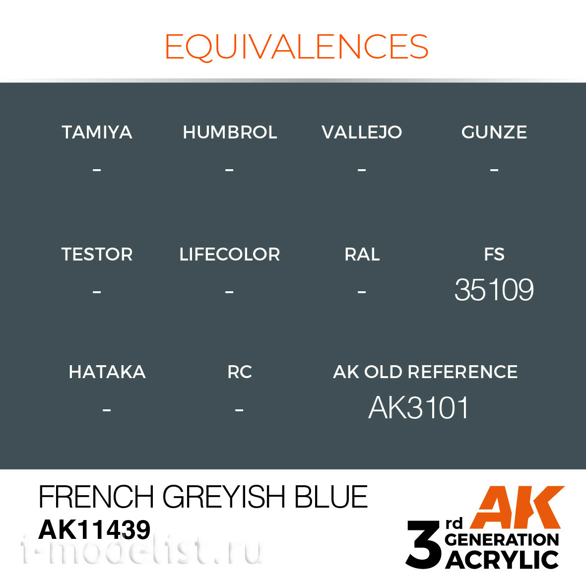 AK11439 AK Interactive Acrylic paint FRENCH GREYISH BLUE – FIGURES (French grey-blue) 17 ml