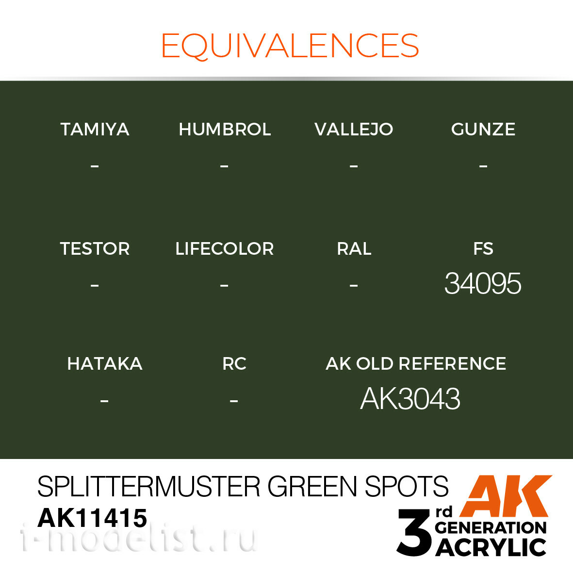 AK11415 AK Interactive Acrylic Paint SPLITTERMUSTER GREEN SPOTS-FIGURES 17 ml