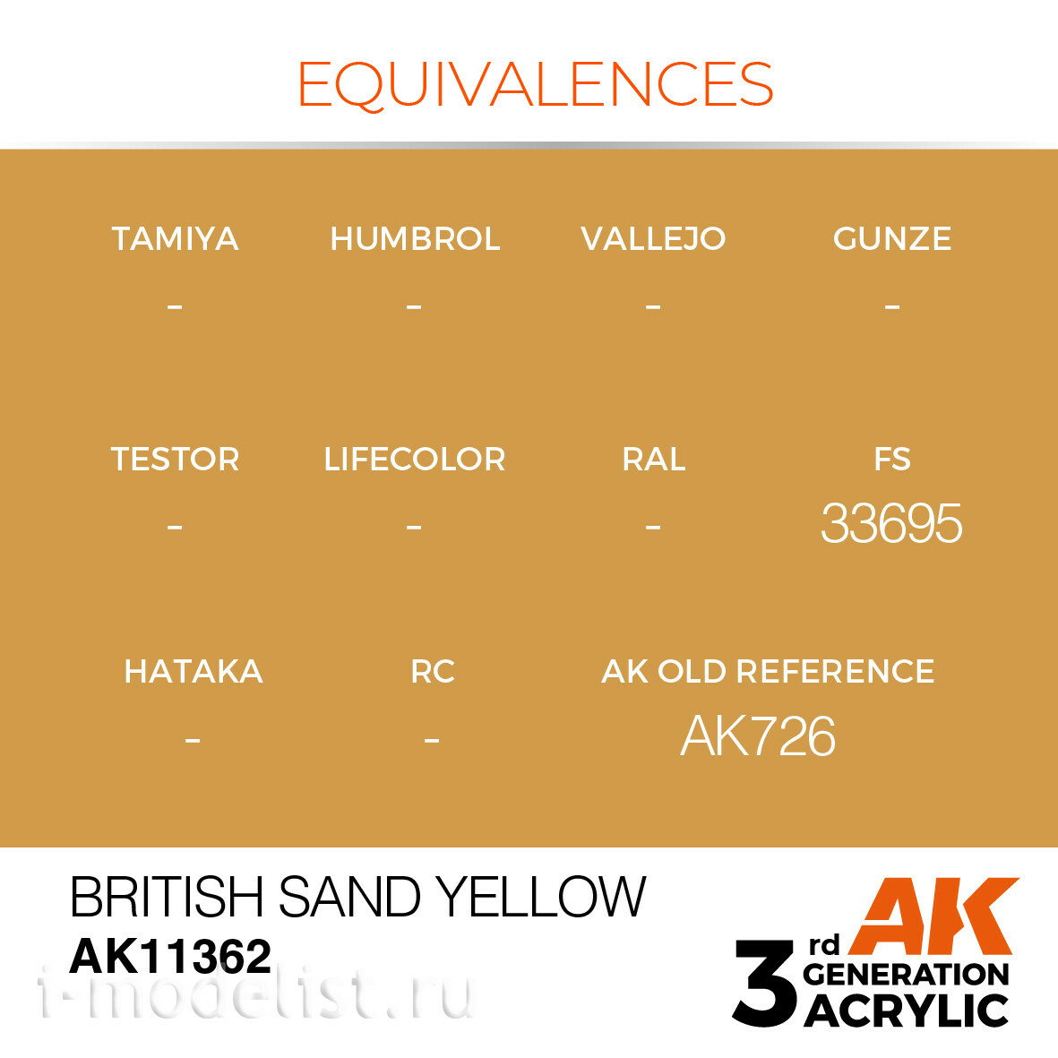 AK11362 AK Interactive acrylic paint BRITISH SAND YELLOW (British sand yellow) 17 ml