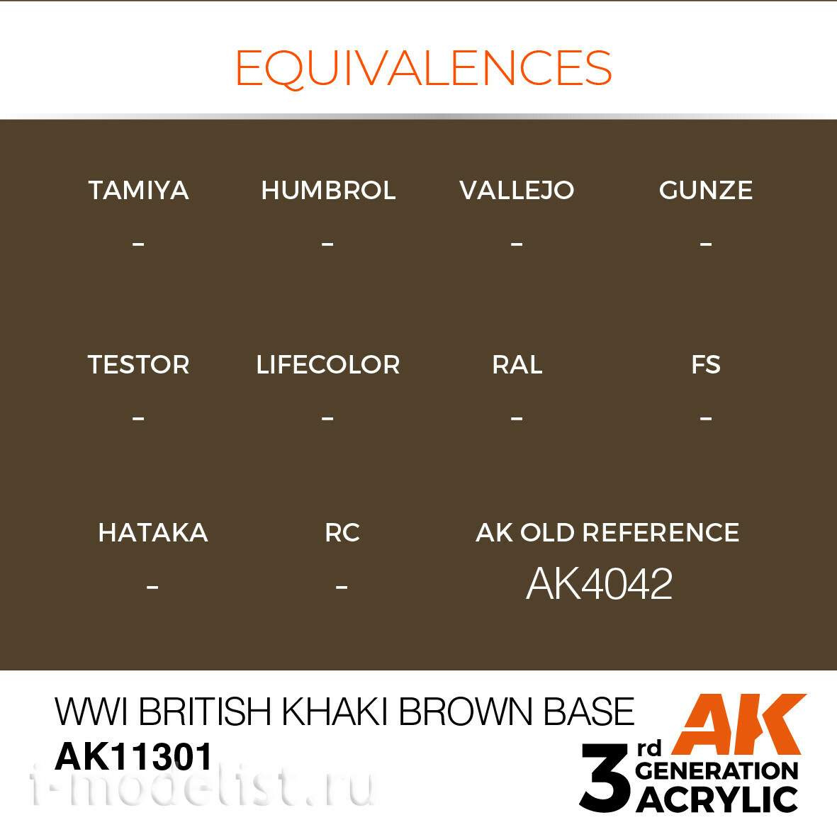 AK11301 AK Interactive Acrylic paint WWI BRITISH KHAKI BROWN BASE-AFV (British khaki of the First World War) 17 ml