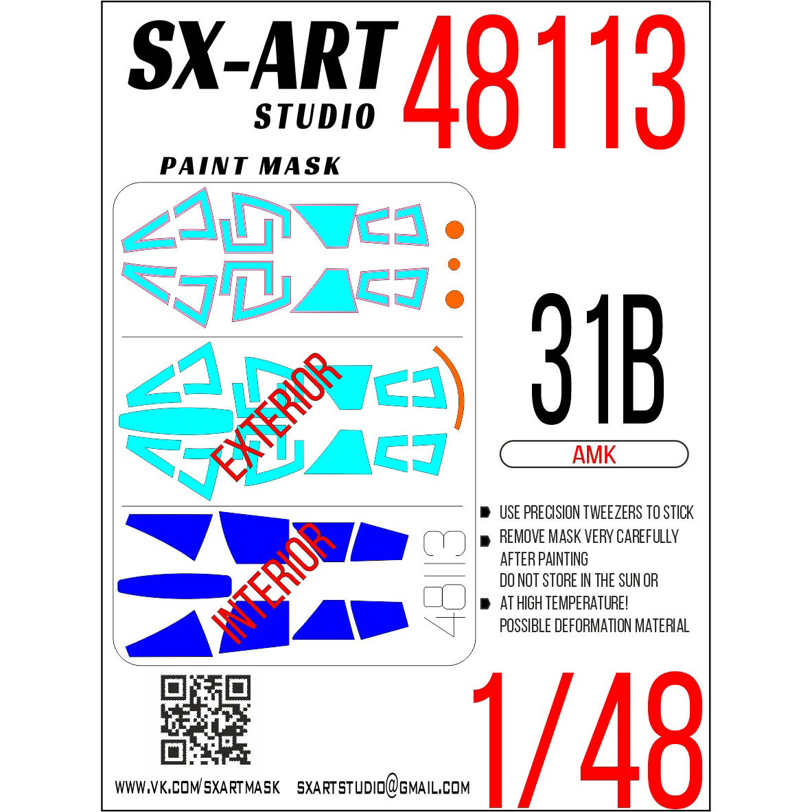 48113 SX-Art 1/48 Paint mask MiGG-31B/BS (AMK)
