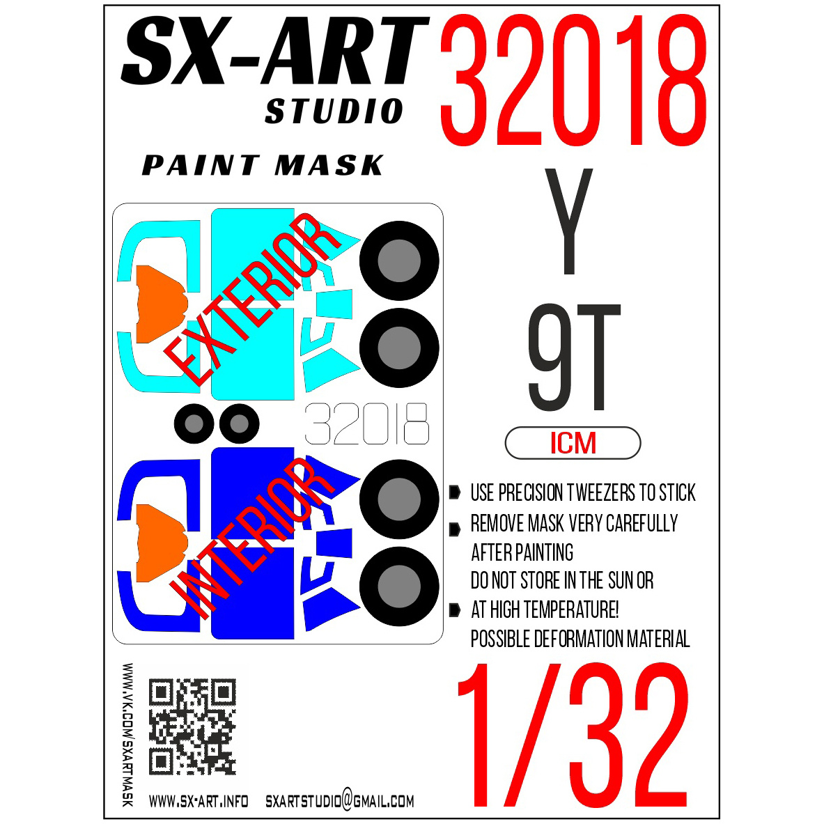 32018 SX-Art 1/35 Paint mask for Yakovlev-9T (ICM)