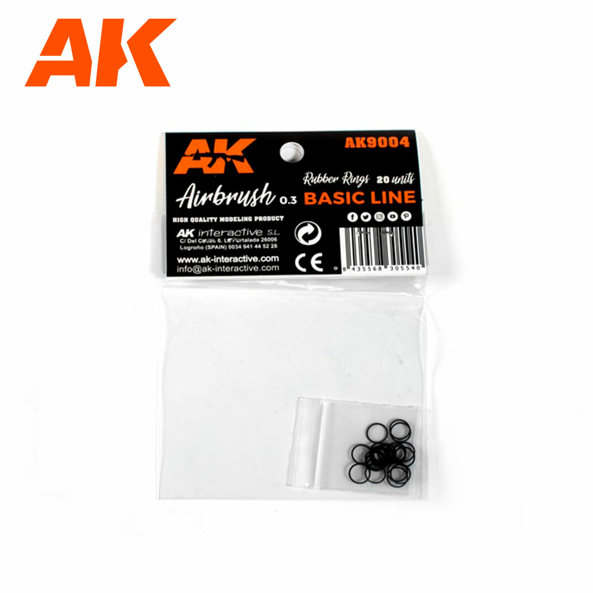 AK9004 AK Interactive Rubber Rings for AK9000 airbrush, 20 pcs.