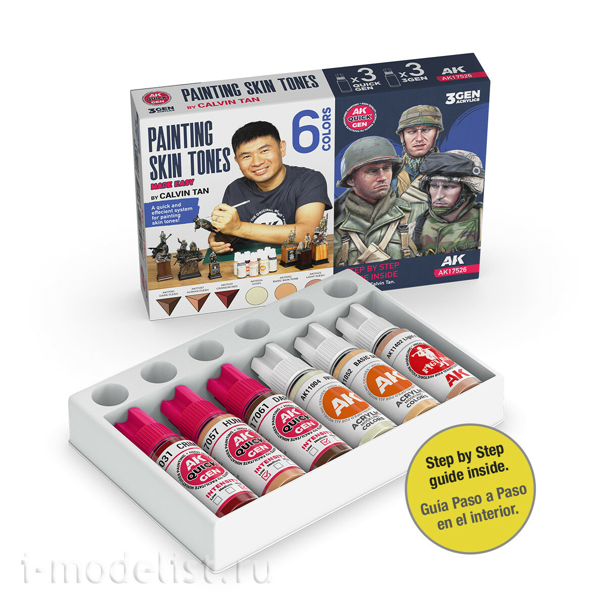 AK17526 AK Interactive Набор красок для окрашивания тонов кожи / PAINTING SKIN TONES >> MADE EASY << BY CALVIN TAN