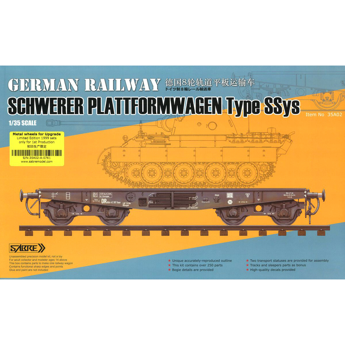 35A02-MW Sabre Model 1/35 Railway Platform type SSys (metal wheels)