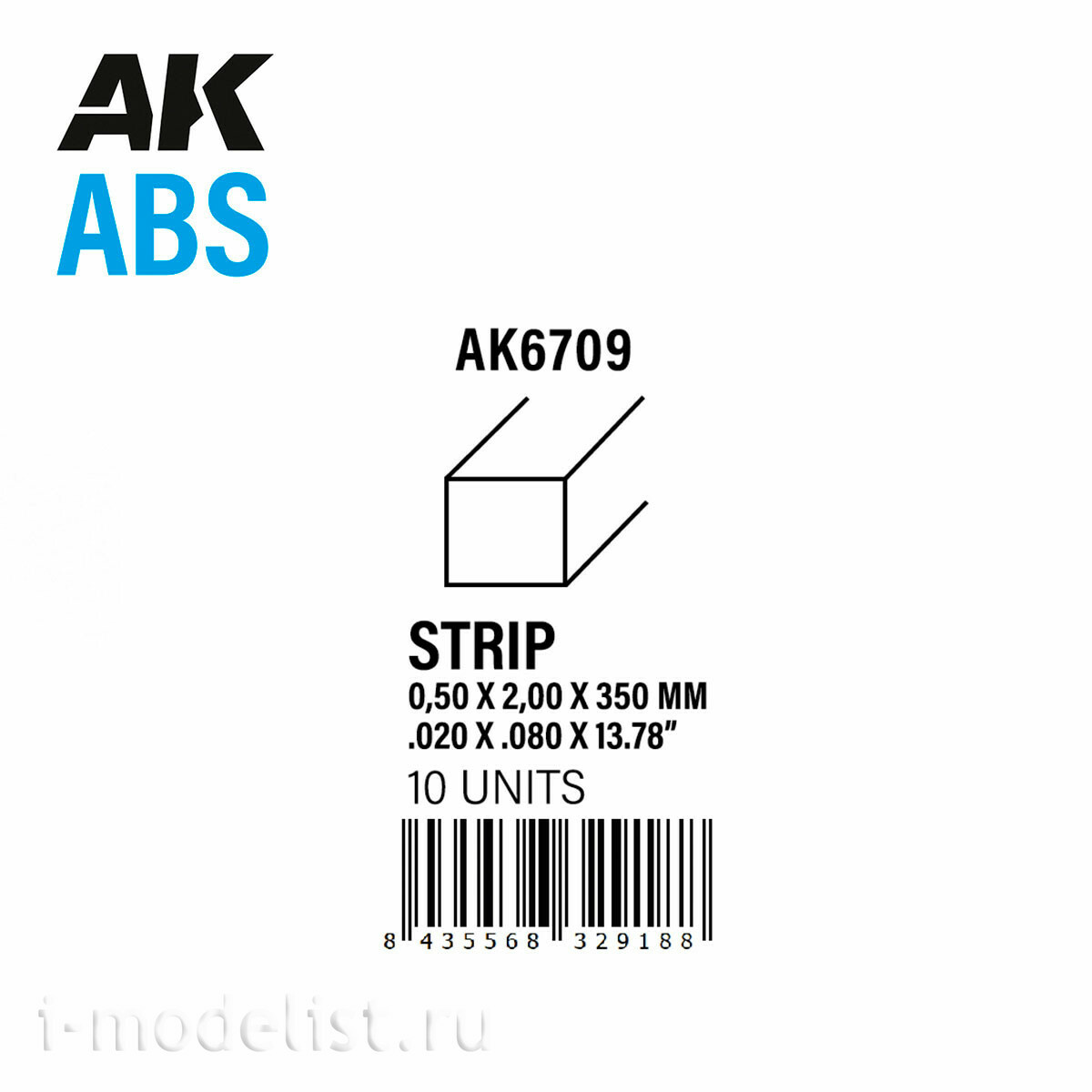 AK6709 AK Interactive Полоски 0.50 x 2.00 x 350 мм – АБС пластик (10 штук)