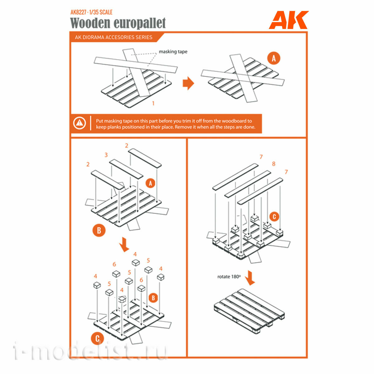 AK8227 AK Interactive 1/35 Wooden Euro Pallets laser cutting, 5 pcs.