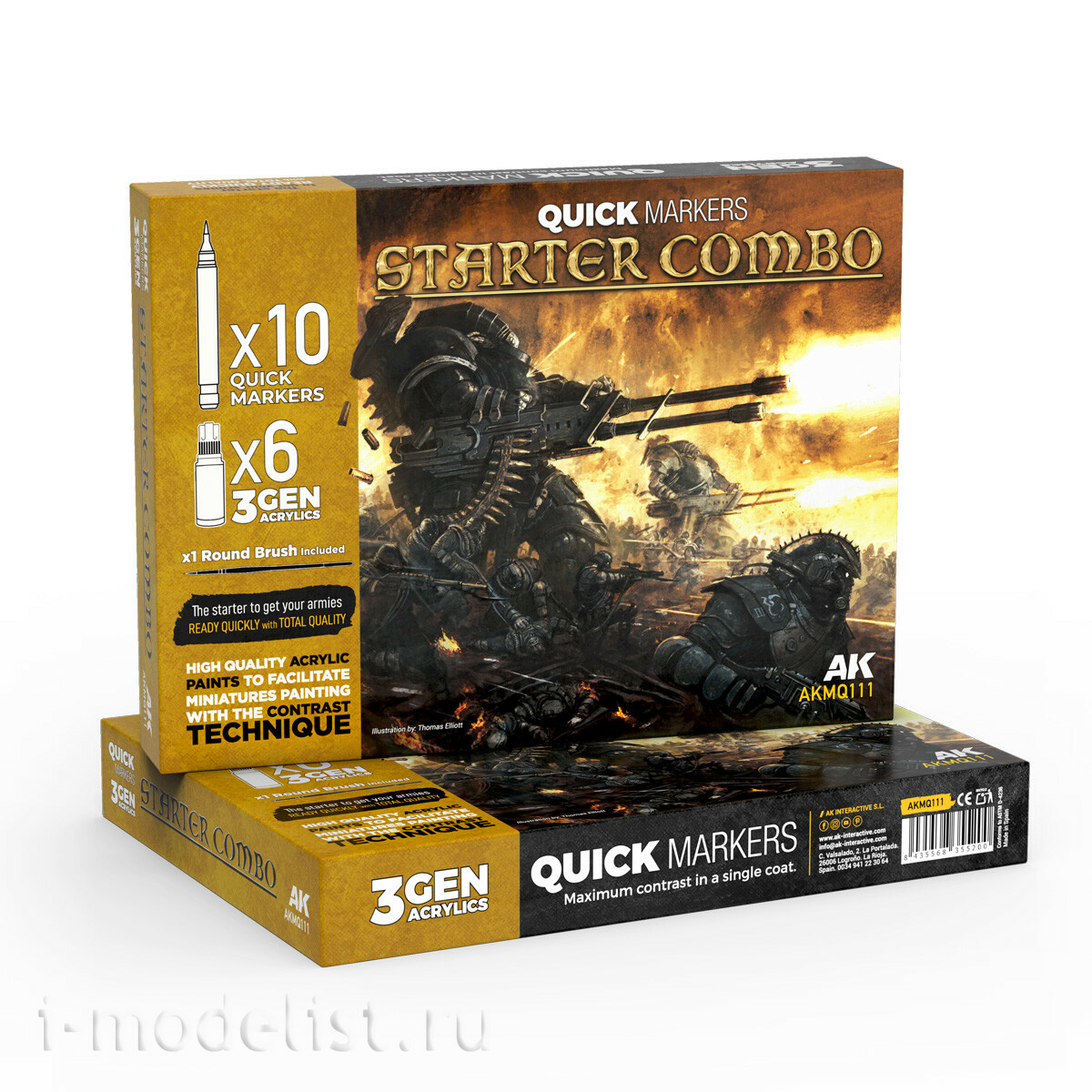 AKMQ111 AK Interactive Набор Zvezdater Combo - Маркеры Quick Marker + краски 3gen + кисть
