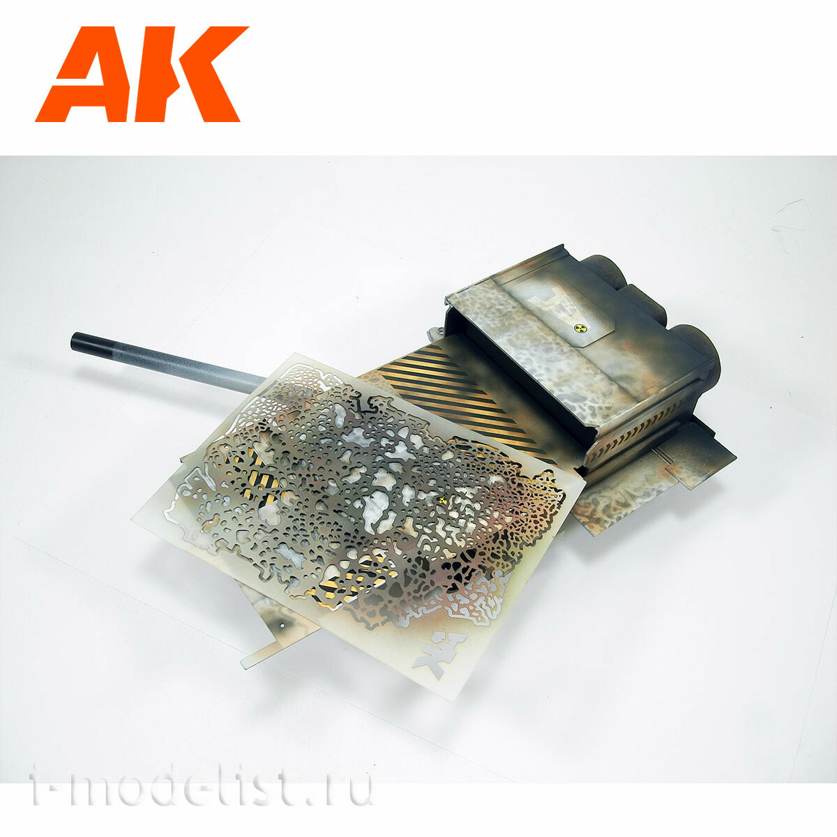 AK9080 AK Interactive Stencil for applying camouflage spots or traces of use. For scales 1/48, 1/72