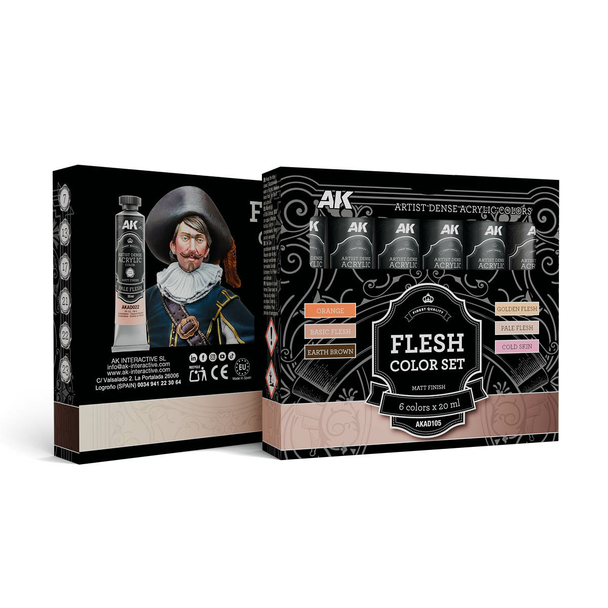 AKAD105 AK Interactive Набор красок телесных fromтенков – хуtoжественный плfromный акрил / Flesh Color Set – Artistic Dense Acrylic Color