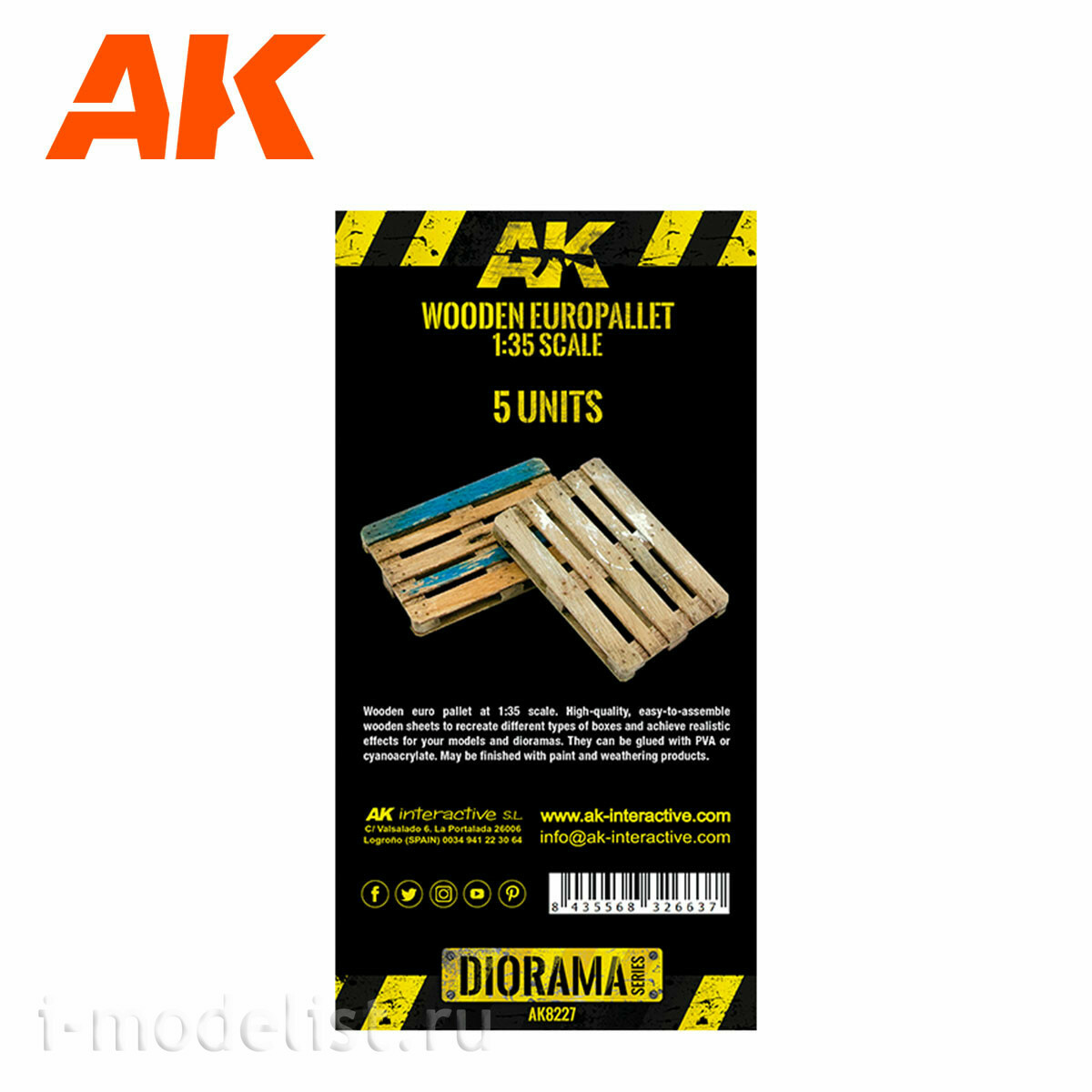 AK8227 AK Interactive 1/35 Wooden Euro Pallets laser cutting, 5 pcs.