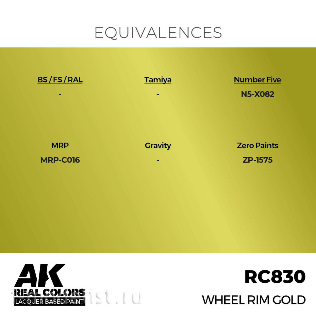 RC830 AK Interactive Лаковая краска Золfromой обод колеса / Wheel Rim Gold