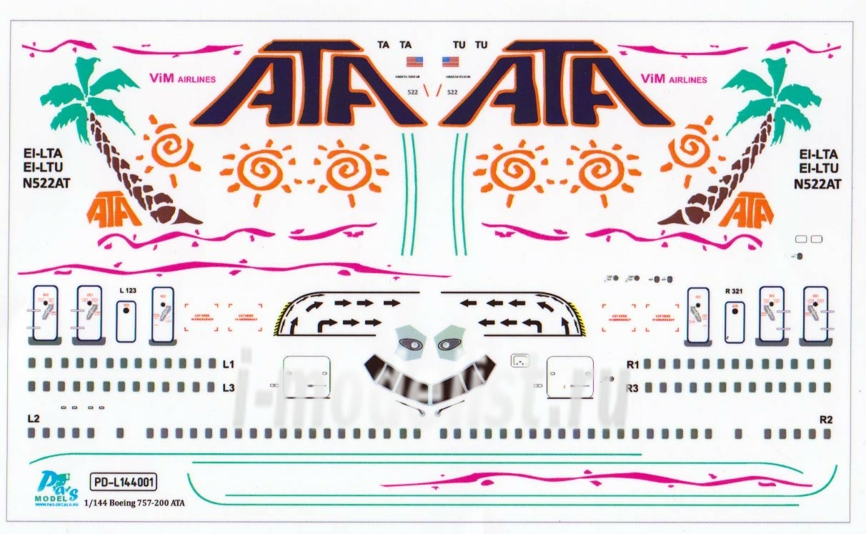 L14401 PasDecals 1/144 Decal for Boeing 757-200 Ata/vim2012