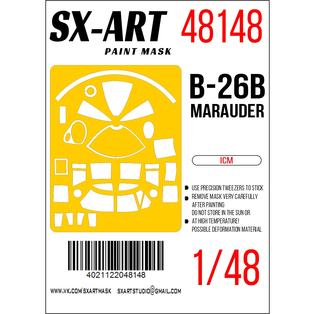 48148 SX-Art 1/48 Окрасочная маска B-26B Marauder (ICM)