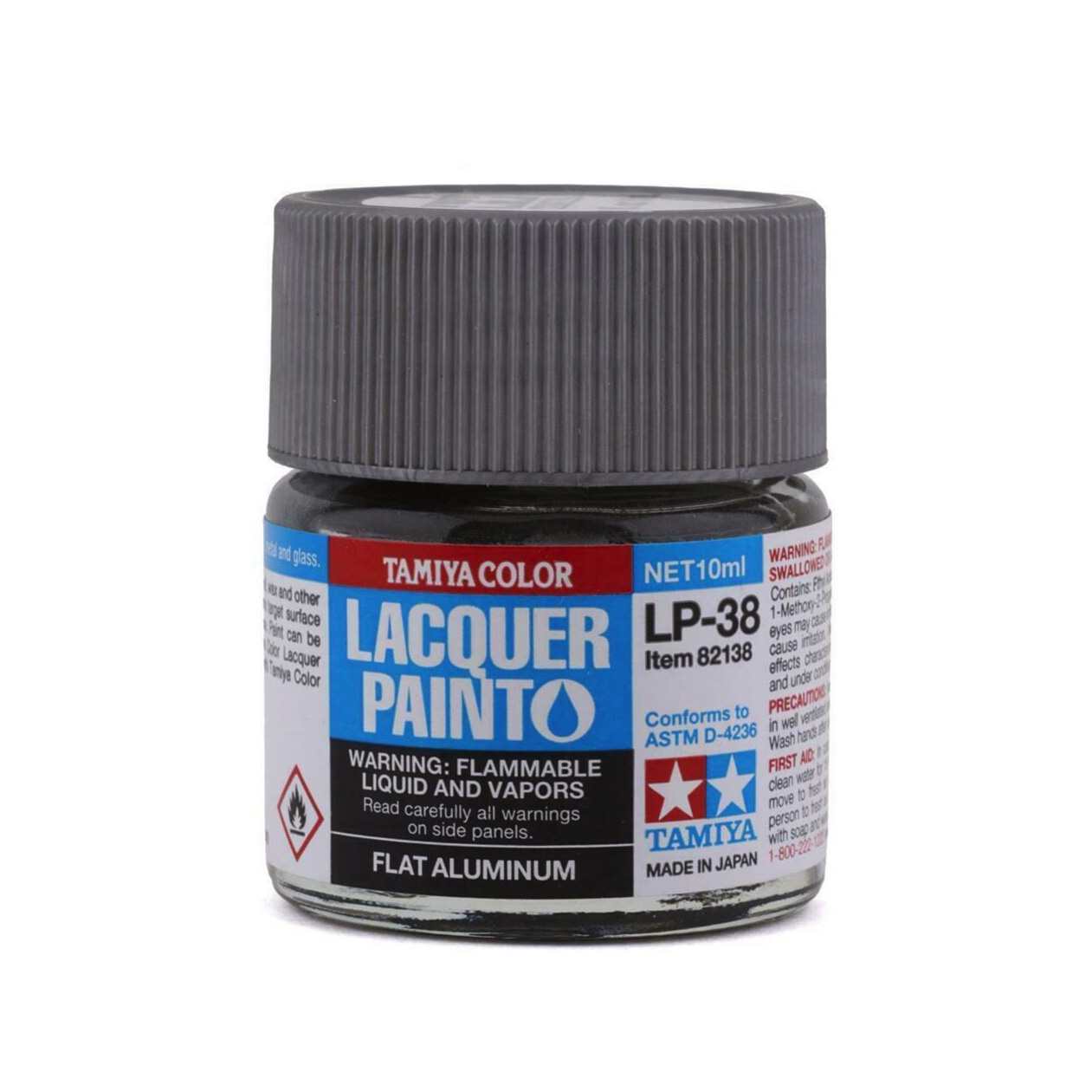 82138 Tamiya LP-38 Flat Aluminium (brushed Aluminium) lacquer paint, 10 ml. 