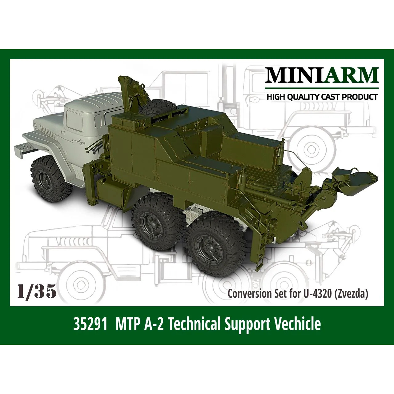 35291 Miniarm 1/35 Конверсионный набор, машина техподдержки МТП-А2 на базе У-4320 (для модели Zvezda)